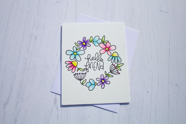 Floral Hello Friend Card
