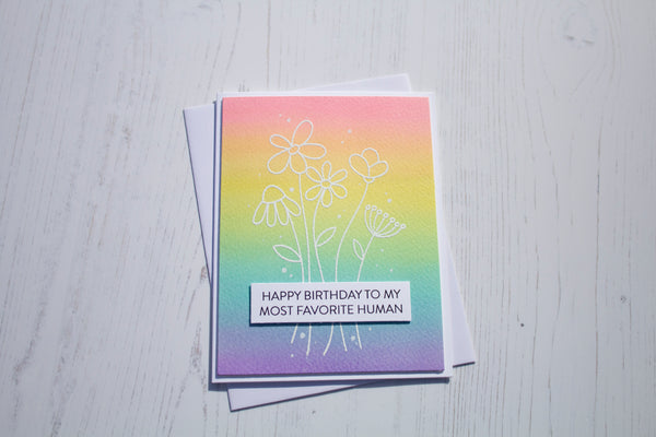 Watercolour Rainbow Floral Birthday Card